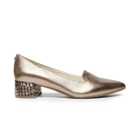 Anne Klein Shoes - Anne Klein FLEX metallic AKKIMBRE low heel pump genuine leather snake heel 8.5M